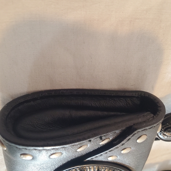 Vintage Gianni Versace Mini Belt Bag Black Stud Italy Medusa Sunburst Leather - Picture 6 of 11